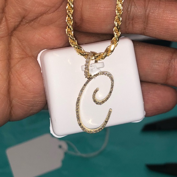 10k Real Gold & Diamond C initial large pendant charm FREE APPRAISAL Huge sale - Picture 4 of 12